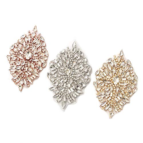 Rhinestone apliques zapatos de boda parches hierro en cristal adorno de joyería para proyectos de manualidades ligas de novia 2 piezas (oro rosa)