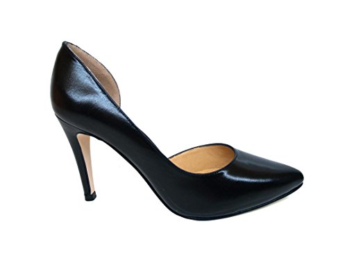 RIBADO. - Zapatos de Tacón de Aguja con Punta Cerrada para Mujer, Piel Napa Negra, Talla 42