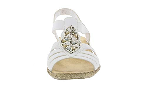 Rieker 61661 Mujer Sandalia con Tiras,Sandalias Romanas,Sandalias de Gladiador,Zapatos del Verano,cómodas,weiss/80,42 EU / 8 UK