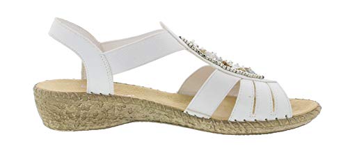Rieker 61661 Mujer Sandalia con Tiras,Sandalias Romanas,Sandalias de Gladiador,Zapatos del Verano,cómodas,weiss/80,42 EU / 8 UK