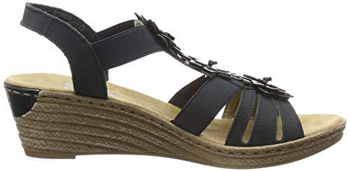 Rieker 62461-16, Sandalias Punta Cerrada Mujer, Azul (Pazifik/Marine/Heaven 16), 37 EU