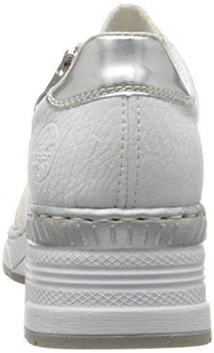 Rieker Frühjahr/Sommer N4322, Zapatillas Mujer, Blanco (Weiss/Weiss-Silber/Argento/ 80 80), 42 EU