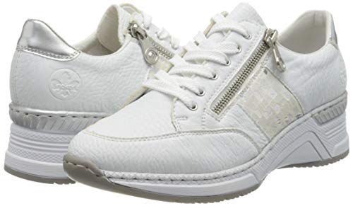 Rieker Frühjahr/Sommer N4322, Zapatillas Mujer, Blanco (Weiss/Weiss-Silber/Argento/ 80 80), 42 EU