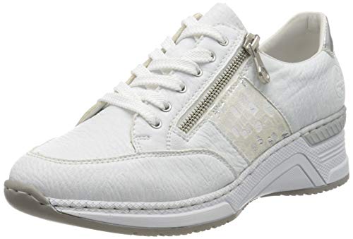 Rieker Frühjahr/Sommer N4322, Zapatillas Mujer, Blanco (Weiss/Weiss-Silber/Argento/ 80 80), 42 EU