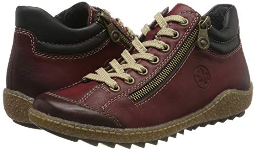 Rieker Herbst/Winter, Zapatillas Altas Mujer, Rojo (Wine/Schwarz 37), 39 EU