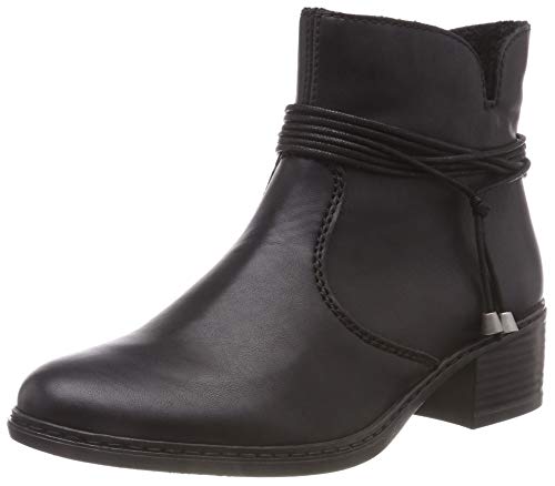 Rieker Mujer Botines 77658, señora, Botas,Bota,Botines,Botas de Tobillo de Las Mujeres,Bootie,Cremallera,Schwarz,38 EU / 5 UK