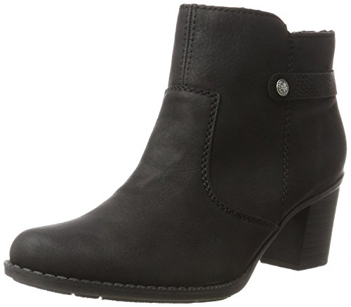 Rieker Mujer Botines L7661, señora Ankle Boots, Botas,Botas de Media caña,Botines,botín,Tobillo Alto,Cremallera,Schwarz/Schwarz,40 EU / 6.5 UK