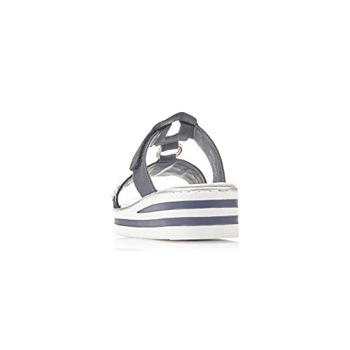 Rieker Mujer Sandalias de Vestir V02M6, señora Sandalias de cuña,Zapatos del Verano,cómodo,Plana,Pazifik,41 EU / 7,5 UK