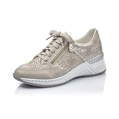 Rieker Mujer Zapatos de Cordones N4327, señora Calzado Deportivo,Zapatos Bajos,Calzado de Calle,Zapatillas de cuña,Ice,39 EU / 6 UK