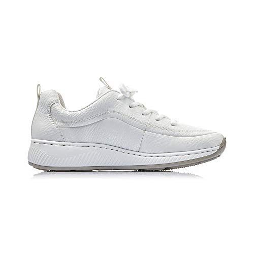 Rieker Mujer Zapatos de Cordones N5504, señora Calzado Deportivo,Zapatos Bajos,Calzado de Calle,Zapatillas de cuña,Weiss,38 EU / 5 UK