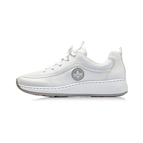 Rieker Mujer Zapatos de Cordones N5504, señora Calzado Deportivo,Zapatos Bajos,Calzado de Calle,Zapatillas de cuña,Weiss,38 EU / 5 UK
