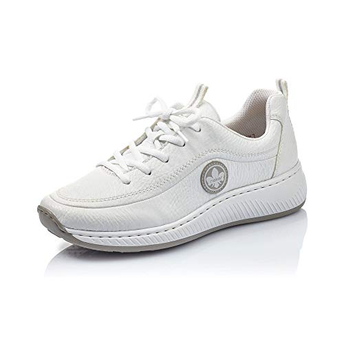 Rieker Mujer Zapatos de Cordones N5504, señora Calzado Deportivo,Zapatos Bajos,Calzado de Calle,Zapatillas de cuña,Weiss,38 EU / 5 UK