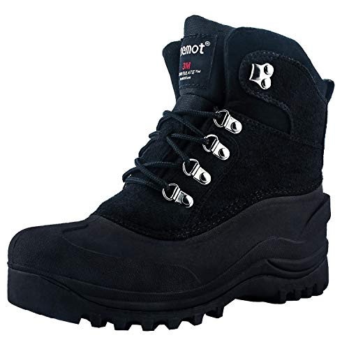 riemot Botas de Nieve para Hombre y Mujer, Botas de Senderismo Impermeables Deportes Trekking Zapatos Invierno Cálido Forro de Piel Antideslizante Sneakers, para Exterior, Casuales Negro EU 47