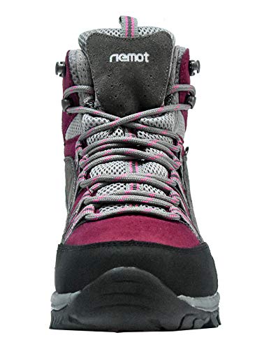 riemot Botas de Senderismo y Campo para Mujer Hombre, Zapatillas Altas de Trekking Zapatos de Montaña Escalada Aire Libre Calzado Impermeable Ligero Antideslizantes Sneakers, Fucsia EU 38