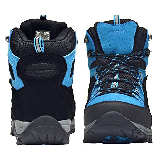 riemot Botas de Senderismo y Campo para Mujer Hombre, Zapatillas Altas de Trekking Zapatos de Montaña Escalada Aire Libre Calzado Impermeable Ligero Antideslizantes Sneakers, Azul Negro EU 45