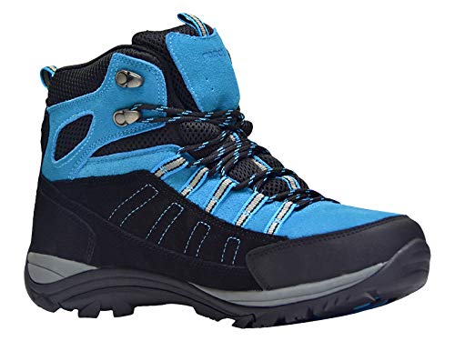 riemot Botas de Senderismo y Campo para Mujer Hombre, Zapatillas Altas de Trekking Zapatos de Montaña Escalada Aire Libre Calzado Impermeable Ligero Antideslizantes Sneakers, Azul Negro EU 45