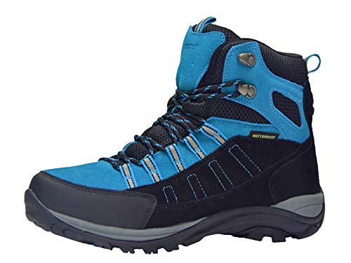 riemot Botas de Senderismo y Campo para Mujer Hombre, Zapatillas Altas de Trekking Zapatos de Montaña Escalada Aire Libre Calzado Impermeable Ligero Antideslizantes Sneakers, Azul Negro EU 45