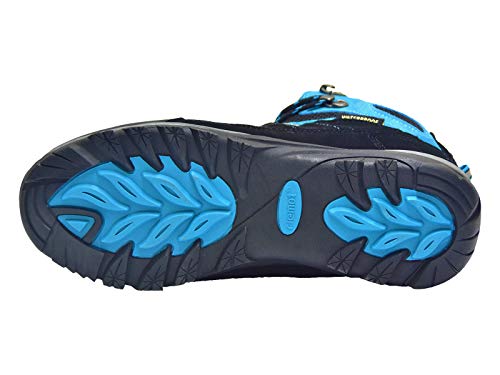 riemot Botas de Senderismo y Campo para Mujer Hombre, Zapatillas Altas de Trekking Zapatos de Montaña Escalada Aire Libre Calzado Impermeable Ligero Antideslizantes Sneakers, Azul Gris EU 42