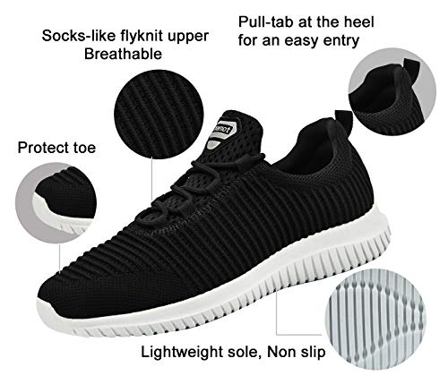 riemot Zapatillas Deportivas para Hombre, Zapatos para Correr Deporte al Aire Libre Running Fitness Gimnasio Súper Ligeras y Transpirables Sneakers Calzado Casual, M - Negro EU 45