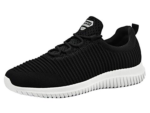 riemot Zapatillas Deportivas para Hombre, Zapatos para Correr Deporte al Aire Libre Running Fitness Gimnasio Súper Ligeras y Transpirables Sneakers Calzado Casual, M - Negro EU 45