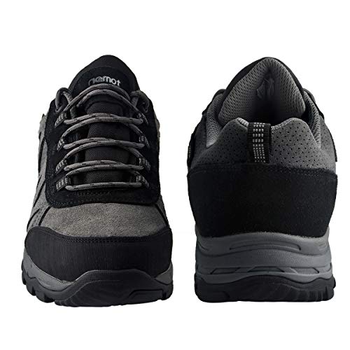 riemot Zapatillas Trekking para Hombre, Zapatos de Senderismo Calzado de Montaña Escalada Aire Libre Impermeable Ligero Antideslizantes Zapatillas de Trail Running, Negro Gris EU 44