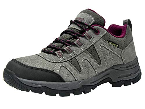 riemot Zapatillas Trekking para Mujer, Zapatos de Senderismo Calzado de Montaña Escalada Aire Libre Impermeable Ligero Antideslizantes Zapatillas de Trail Running, Rojo Vino EU 39