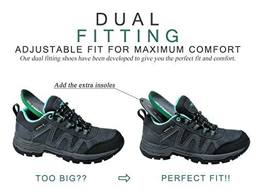 riemot Zapatillas Trekking para Mujer, Zapatos de Senderismo Calzado de Montaña Escalada Aire Libre Impermeable Ligero Antideslizantes Zapatillas de Trail Running, Verde Gris EU 37