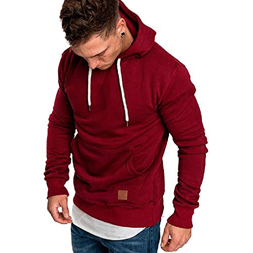 riou ¡Oferta Sudaderas con Capucha para Hombre Cosy Chaqueta Deportiva Sudadera con Cremallera Completa Ecosmart Hoodie Casual Jerséis Top Blouse ¡Caliente! (Red, XL)