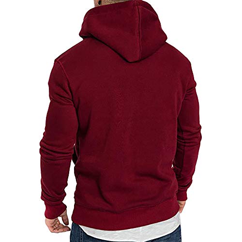 riou ¡Oferta Sudaderas con Capucha para Hombre Cosy Chaqueta Deportiva Sudadera con Cremallera Completa Ecosmart Hoodie Casual Jerséis Top Blouse ¡Caliente! (Red, XL)