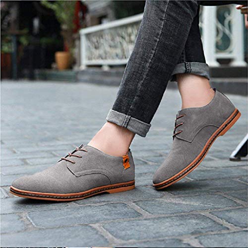 riou Zapatos Casuales de Hombre con Cordones Zapatos de Negocios Zapatos Oxford Moda Cuero Sólido Sneakers Negro Azul Gris Blanco 38-48