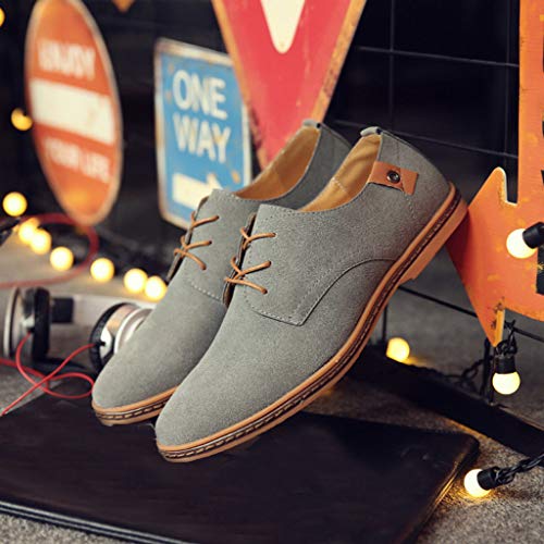 riou Zapatos Casuales de Hombre con Cordones Zapatos de Negocios Zapatos Oxford Moda Cuero Sólido Sneakers Negro Azul Gris Blanco 38-48