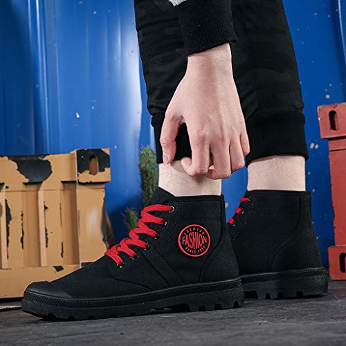 riou Zapatos de Lona Altos para Hombre Mujer Unisex Zapatos Transpirables Salvajes Casuales Zapatos para Caminar Antideslizantes Zapatillas de Deporte Respirable Correr Negro 36-45