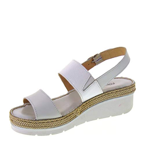 Riposella 10727 - Sandalias de mujer de piel y naplack de color blanco Blanco Size: 41 EU