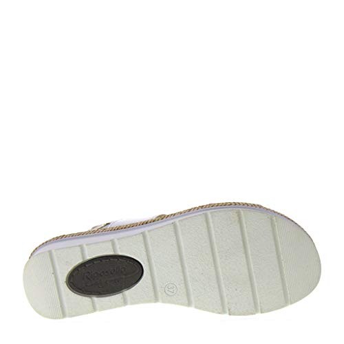 Riposella 10727 - Sandalias de mujer de piel y naplack de color blanco Blanco Size: 41 EU