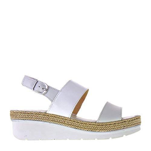 Riposella 10727 - Sandalias de mujer de piel y naplack de color blanco Blanco Size: 41 EU