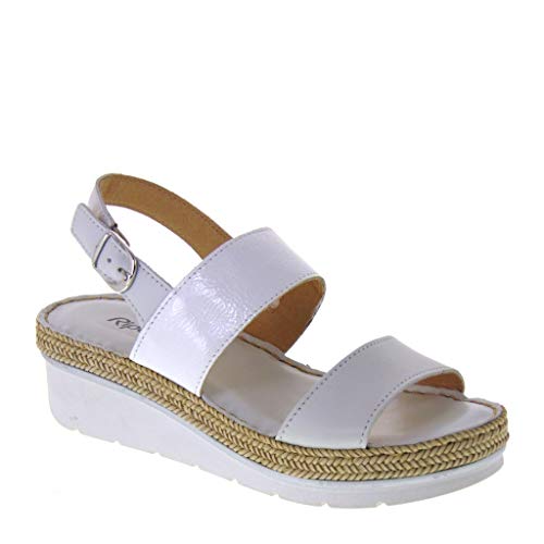 Riposella 10727 - Sandalias de mujer de piel y naplack de color blanco Blanco Size: 41 EU