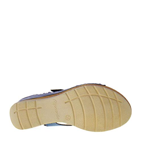 Riposella 11244 - Sandalias de mujer de piel beige ajustable con plantilla Memory Beige Size: 40 EU