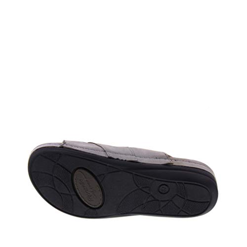 Riposella Jada 9509 - Sandalias cómodas de Nubuck con plantilla extraíble con cordones de doble velcro Gris Size: 40 EU
