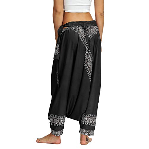 RISTHY Pantalones Anchos Mujer Pantalones Harem Talla Grande Holgados Ocasionales Boho Aladdin Pantalones de Yoga Pantalones Harén de Playa Vacaciones
