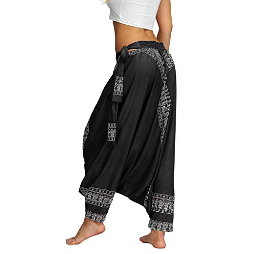 RISTHY Pantalones Anchos Mujer Pantalones Harem Talla Grande Holgados Ocasionales Boho Aladdin Pantalones de Yoga Pantalones Harén de Playa Vacaciones