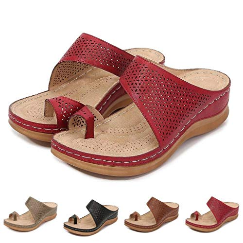 RIVADU Sandalias de verano con anillo para mujer, cuñas, zapatillas, sandalias para mujer, zapatos para mulas, talla (negro, UK6/EU39)