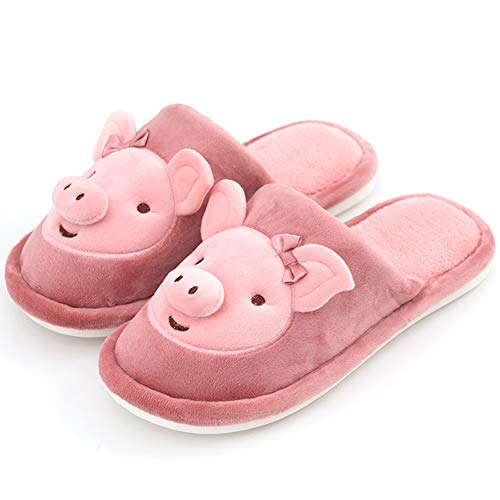 RL Cerdito Pareja Invierno Dibujos Animados Encantador Interior Hembra Zapatillas De AlgodóN Mantener Caliente Antideslizante Masculino Zapatillas De Pelo,02,38/39