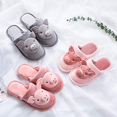 RL Cerdito Pareja Invierno Dibujos Animados Encantador Interior Hembra Zapatillas De AlgodóN Mantener Caliente Antideslizante Masculino Zapatillas De Pelo,02,38/39