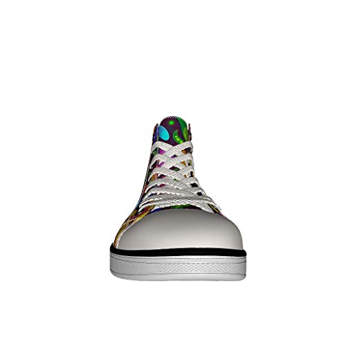 RNGIAN Hippie Flower Zapatillas de Lona para Mujer, Parte Superior Alta, cómodas, Deportivas, para Correr, Color Negro, Talla 38 EU