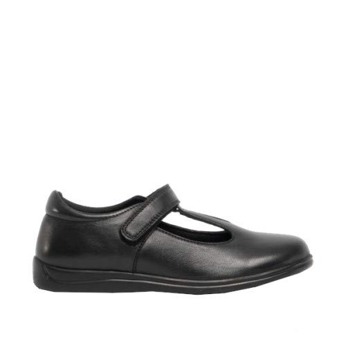 Roamers - Zapato para Colegio con Ajuste Adhesivo para niñas (32 EU) (Negro)