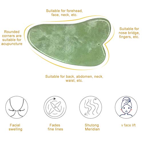 Rodillo Jade, Jade Roller Facial, Masaj Facial, Para Una Hermosa Desintoxicación de la Piel: Facial, Ojos, Masajeador de ojos, Reducción del Envejecimiento de las Arrugas, Piedra de Jade Natural