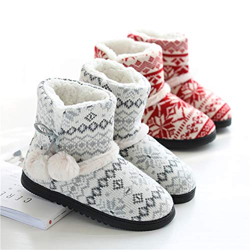 Rojeam Zapatillas de Estar por Casa para Unisexo Botas de Casa Invierno Pantuflas Peluche Cerradas