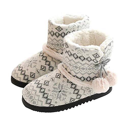 Rojeam Zapatillas de Estar por Casa para Unisexo Botas de Casa Invierno Pantuflas Peluche Cerradas