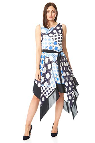 Roman Originals Vestido midi con dobladillo para mujer, para ocasiones de noche, verano, jardín, fiesta, crucero, boda, invitados, vacaciones, carreras de Ascot