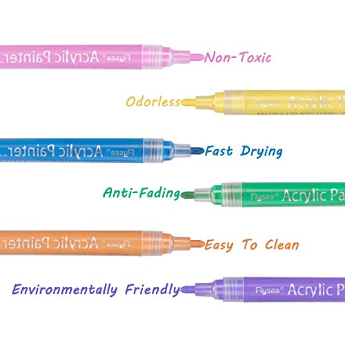 Rotuladores de Pintura Acrílica, Keten 12 Colores Permanentes Punta Mediana para Piedra, Roca, Tela, Metal, Vidrio, Diseñar Taza de Cerámica, Scrapbooking